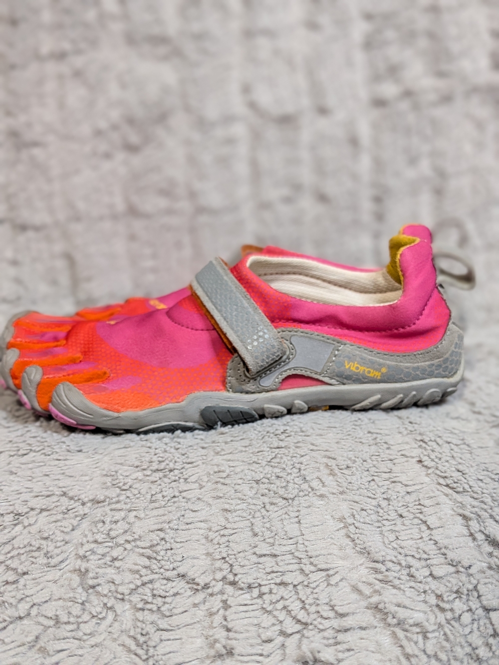 Vibram FiveFingers Pink Orange Gray Strap Minimalist Shoes - Picture 6 of 10